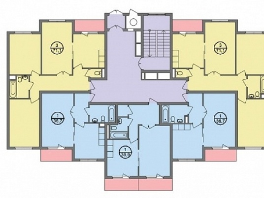 Трехэтажный жилой дом на 15 квартир и 33 человека