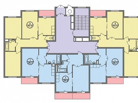 Трехэтажный жилой дом на 15 квартир и 33 человека
